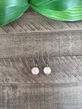 Round Light Purple stone Drop Earrings - Women Jewelry